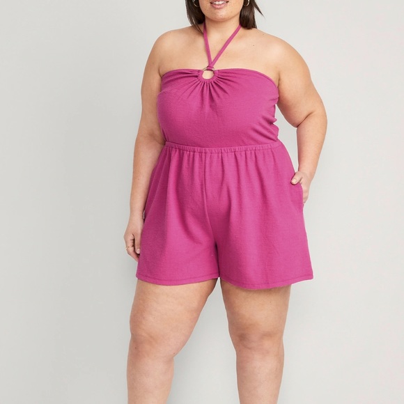 Old Navy Pants - OLD NAVY Textured O-Ring Halter Romper -- 3.5-inch inseam